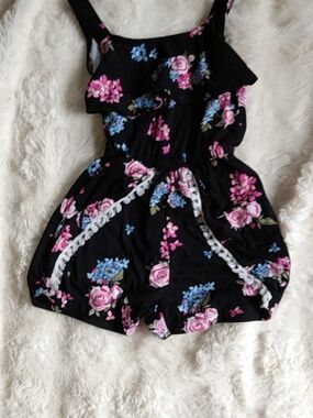Black Floral with Pink and Blue Roses